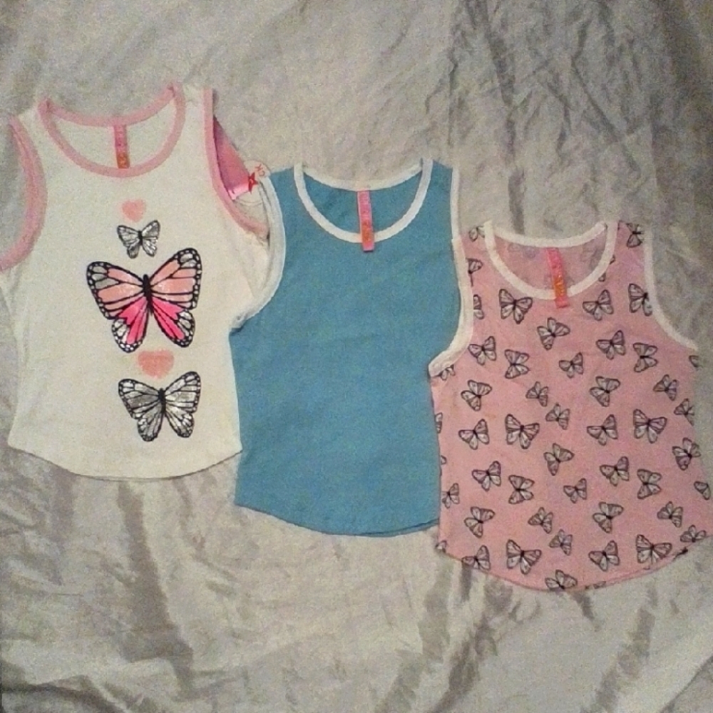Butterfly Print Kids Tank Tops - Set of 3